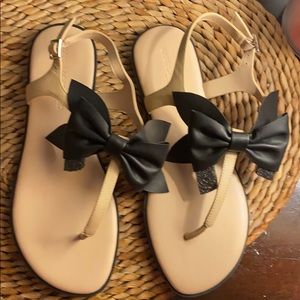 Karl lagerfeld black bow leather shoes